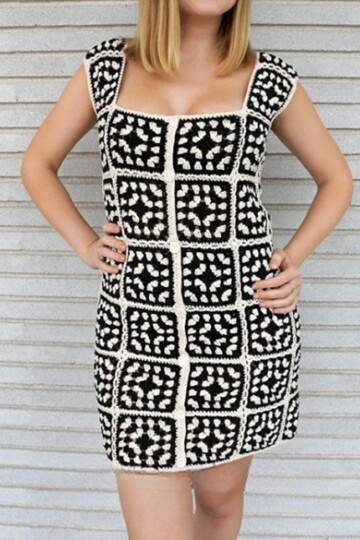 11 Crochet Granny Square Mini Dress Free Patterns
