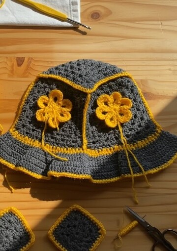 12 Crochet Granny Square Ruffle Hat Free Patterns