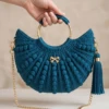 Crescent Moon Handbag with Gold Ring Handle Free Crochet Pattern
