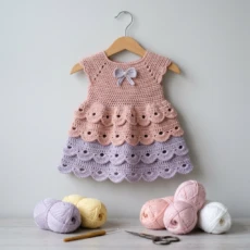Tiered Ruffle Baby Dress Free Crochet Pattern
