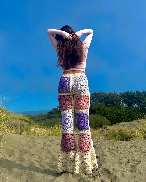 Crochet granny square Bell Bottom Pants