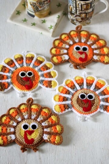 10 Crochet Thanksgiving Coasters Free Patterns