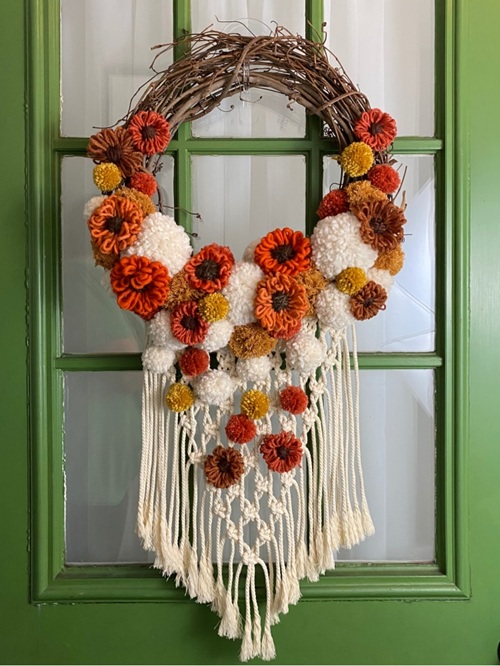 Pom-Pom Macramé Fall Wreath