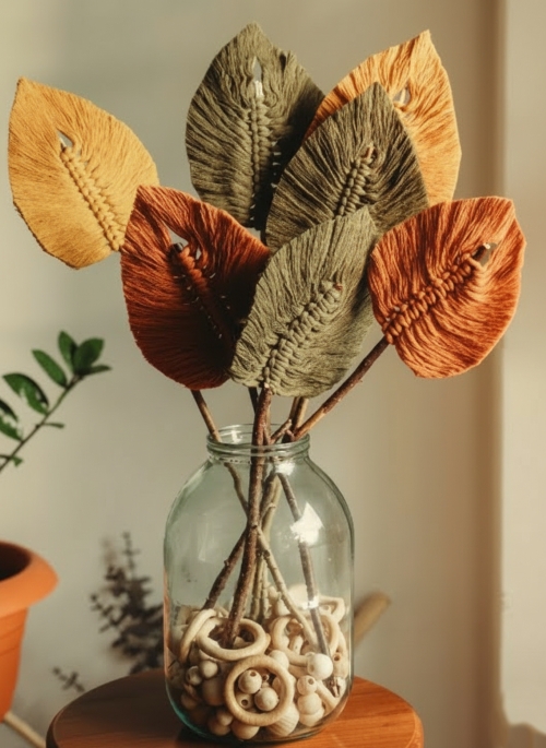 Macramé Autumn Leaves Table Decor