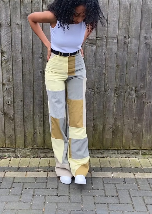 DIY Sewing Tutorial: How to make Custom Patchwork Jeans Upcycle | Inspired By Myah