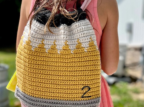 Pencil Drawstring Crochet Backpack