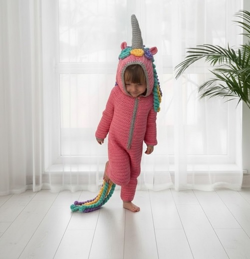 Unicorn Kids Onesie Free Crochet Pattern