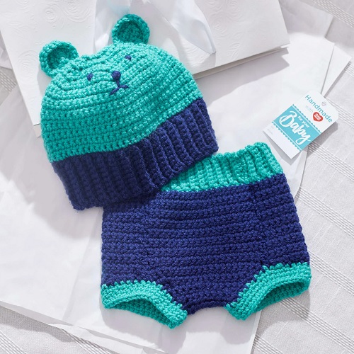 Free Crochet Bear Hat and Diaper Cover Pattern