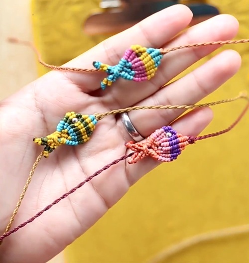Colorful Macrame Fish Bracelet