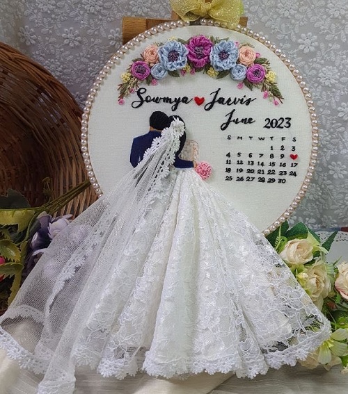 Christian Wedding Calendar Hoop Art With Free Pattern