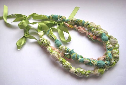 Fabric Covered Bead Necklace 3