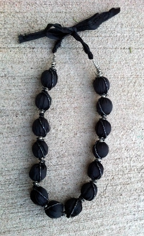 Fabric Covered Bead Necklace 2