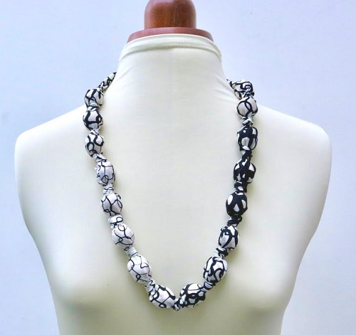 DIY Fabric Covered Bead Necklace ideas 2