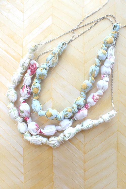 DIY Fabric Covered Bead Necklace ideas 3