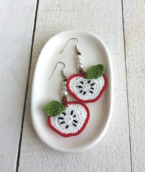 Apple Crochet Earrings Idea