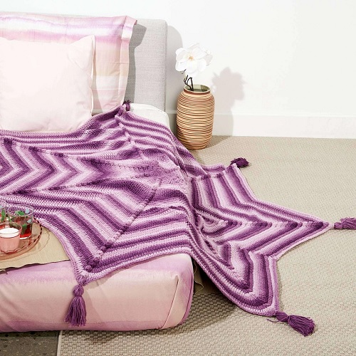 Free Red Heart Popcorn Stitch Crochet Blanket Pattern