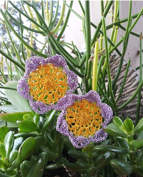 Floral Earrings Free Crochet Patterns 4