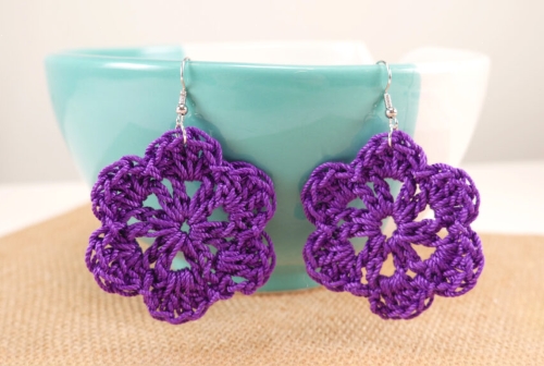 Crochet Flower Medallion Earrings