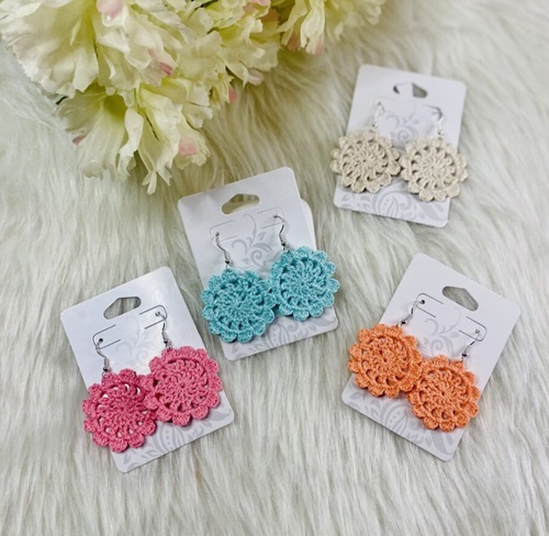 Dahlia Crocheted Earrings