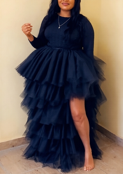 Layered Tulle Skirt With Side Slit