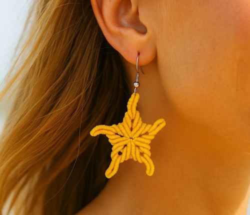 Micro Macrame Starfish Earrings