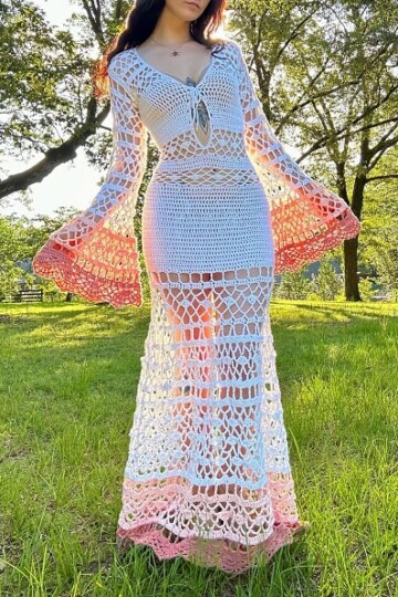 10 Crochet Colorful Maxi Dress Free Patterns