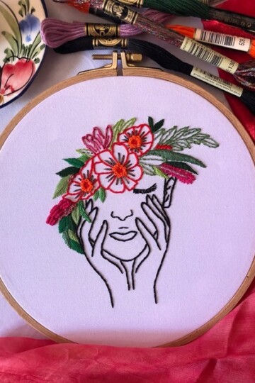 10 Face Embroidery Art Free Patterns