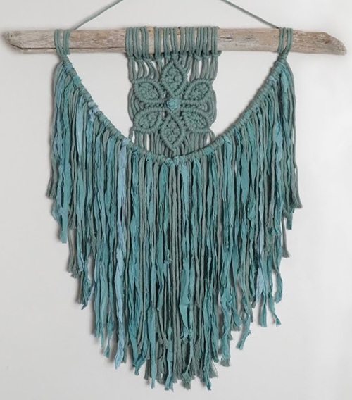 blue Macrame Flower Wall Hanging Free Patterns