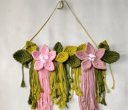 Boho Chic Colorful Flowers Macrame Wall Hanging
