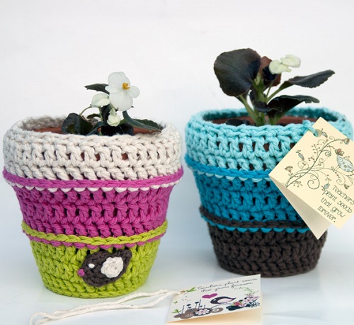 DIY Crochet Flower Pot Pattern Ideas 1