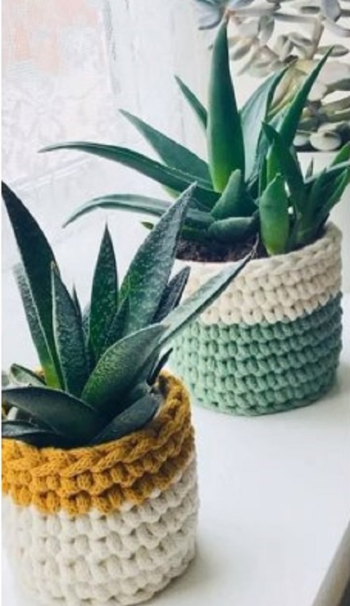 DIY Crochet Flower Pot Pattern Ideas 8