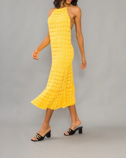 Yellow Summer Date Night Dress Free Crochet Patterns