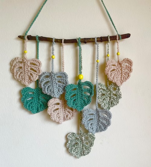 Crochet Colorful Monstera Leaves