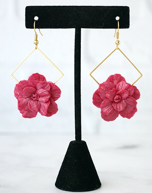 Floral Polymer Clay Dangle Earrings