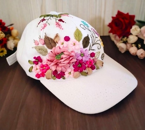 Aesthetic 3D Floral Embroidery Cap