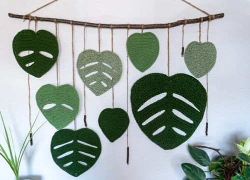 Monstera Leaves Wall Hanging Free Crochet Patterns 1