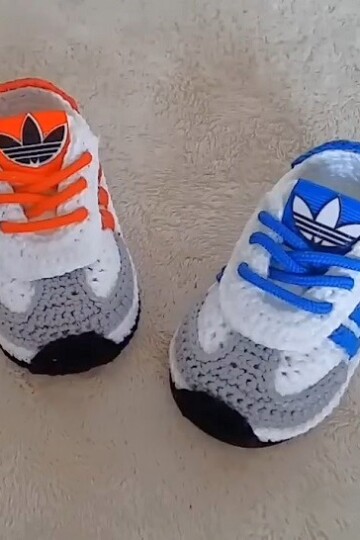 8 Crochet Adidas Sneakers For Babies Free Patterns