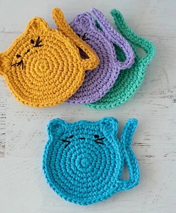 11 Crochet Cat Coasters Free Patterns