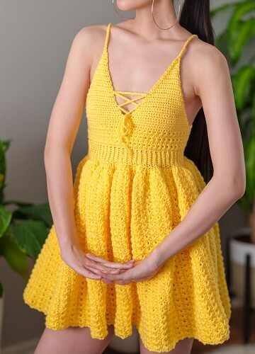 9 Crochet Lace-Up Dress Free Patterns