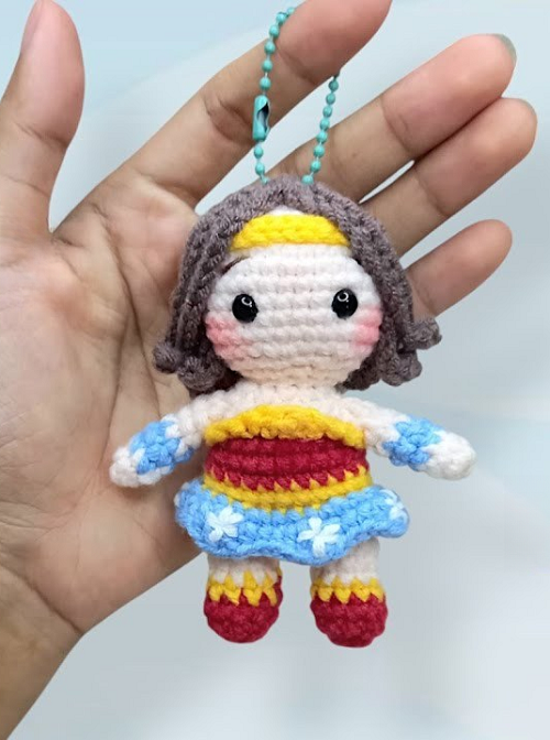Crochet Mini Women Keychain